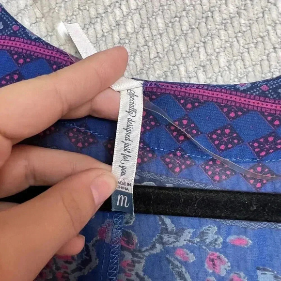 Wallflower Blue Pink Longline Paisley Kimono Cardigan Duster Sz M Boho Western - Picture 4 of 8